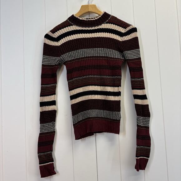 Y2K Aeropostale Womens Preppy Dark Academia Ribbed Striped Sweater Size S Comfy - Picture 1 of 7